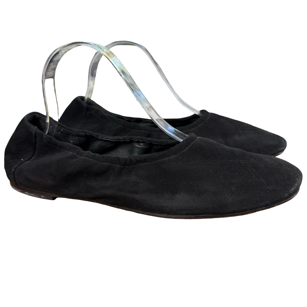 Eileen Fisher Selle Black Suede Leather Slip On Flats Loafers Casual Shoes 9.5
